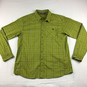 Arc'teryx Men's Green Plaid Long Sleeve Button Down Hiking Peakline Shirt XL